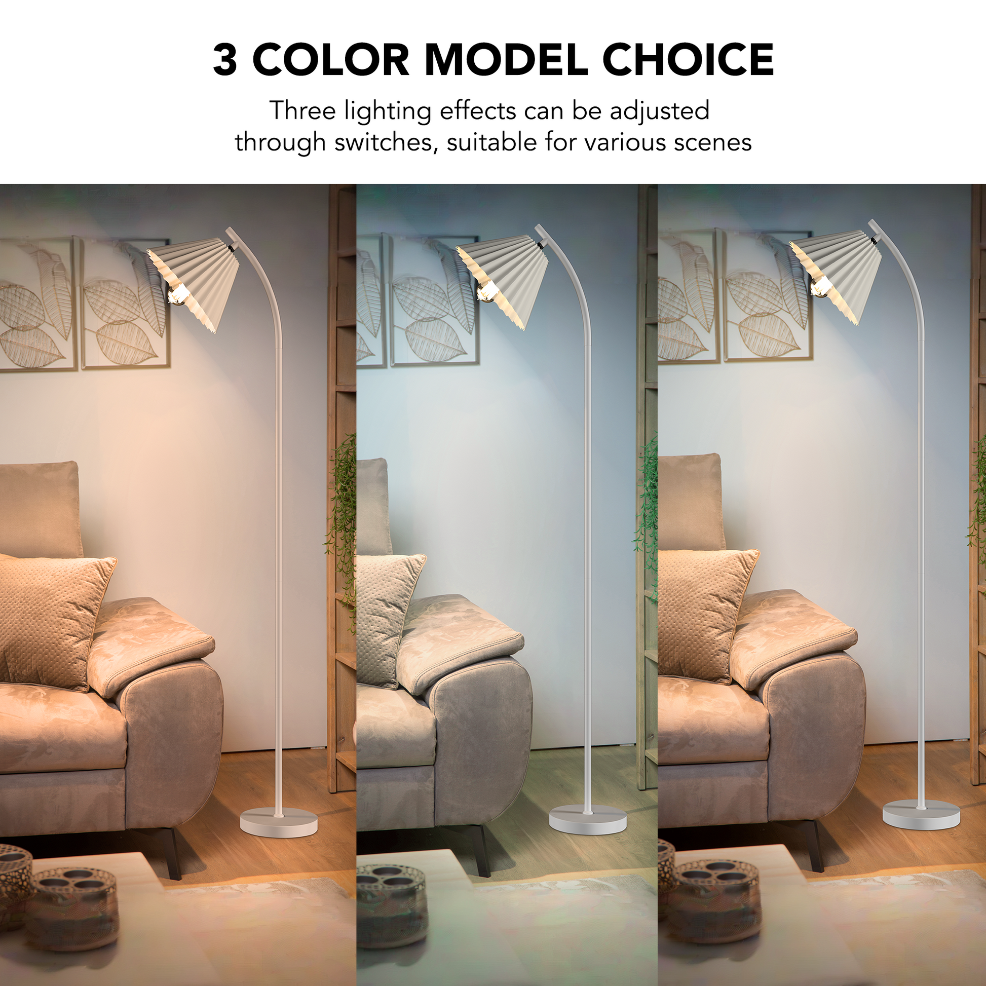 Floor Lamp with Pleated Lamp Shades-2