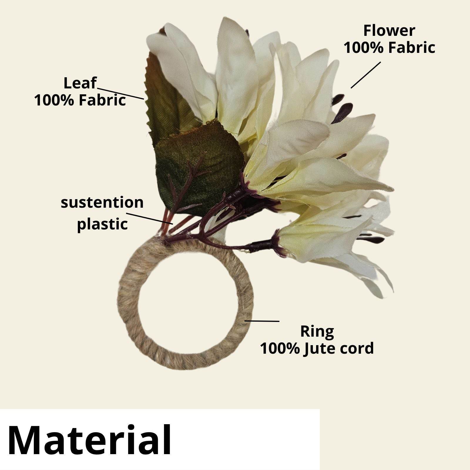 Maison Charlo Set of 4 Off White Lilies Charm Flower Napkin Rings - Loft&Timber