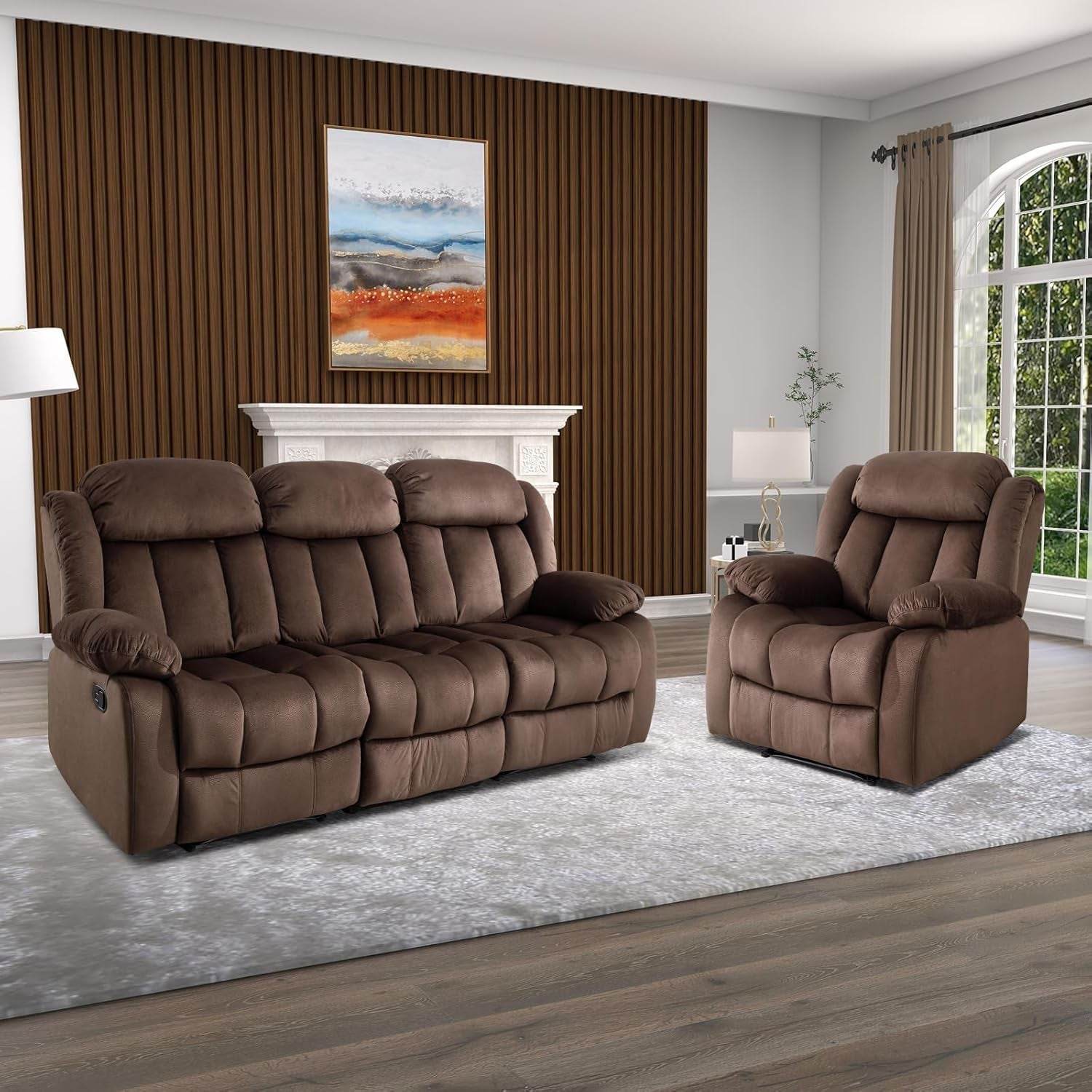 Manual Reclining Sofa Set (Recliner+Sofa) - Loft&Timber