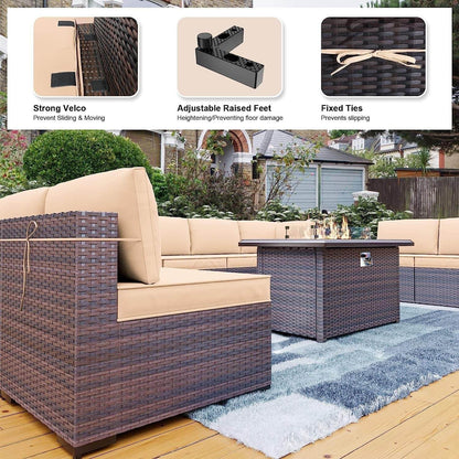 13 Piece Outdoor Patio Furniture Set with Fire Pit - Loft&Timber