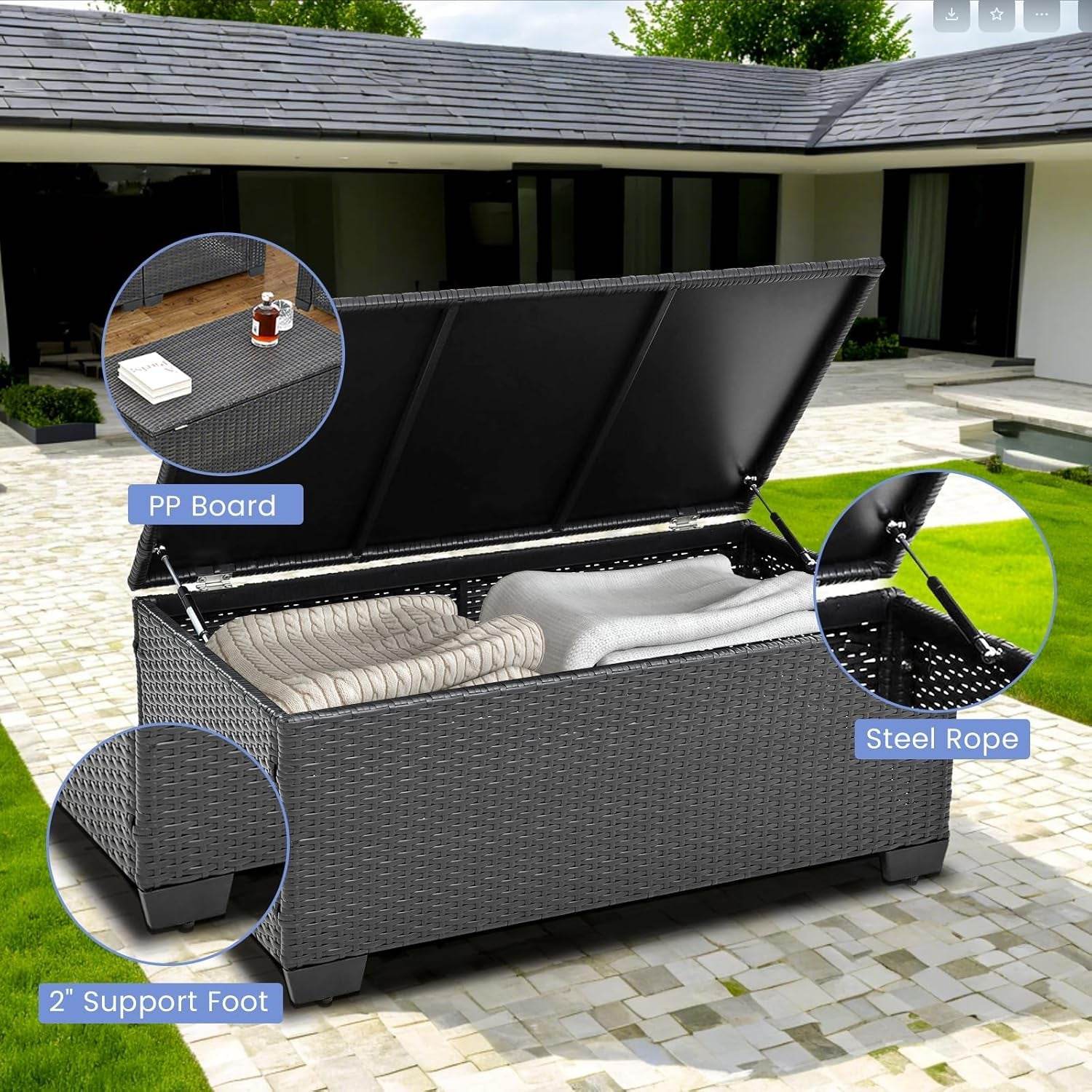 Outdoor Patio Furniture Set with Cushions and Storage - Loft&Timber