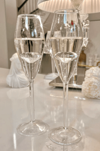 Champagne Flute Glassware | Set of 2, 7.8 OZ | Diamond Stemmed Glass, Gift for Her - Loft&Timber