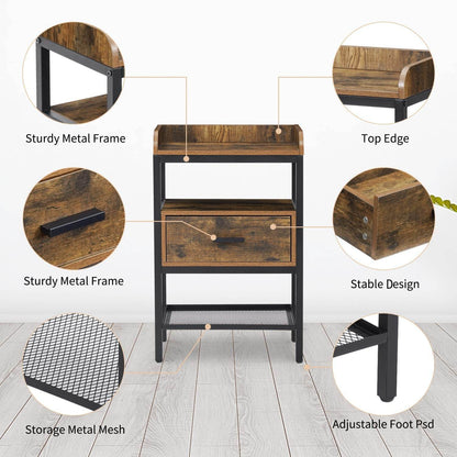 Industrial 3-Tier Nightstand Set - Loft&Timber