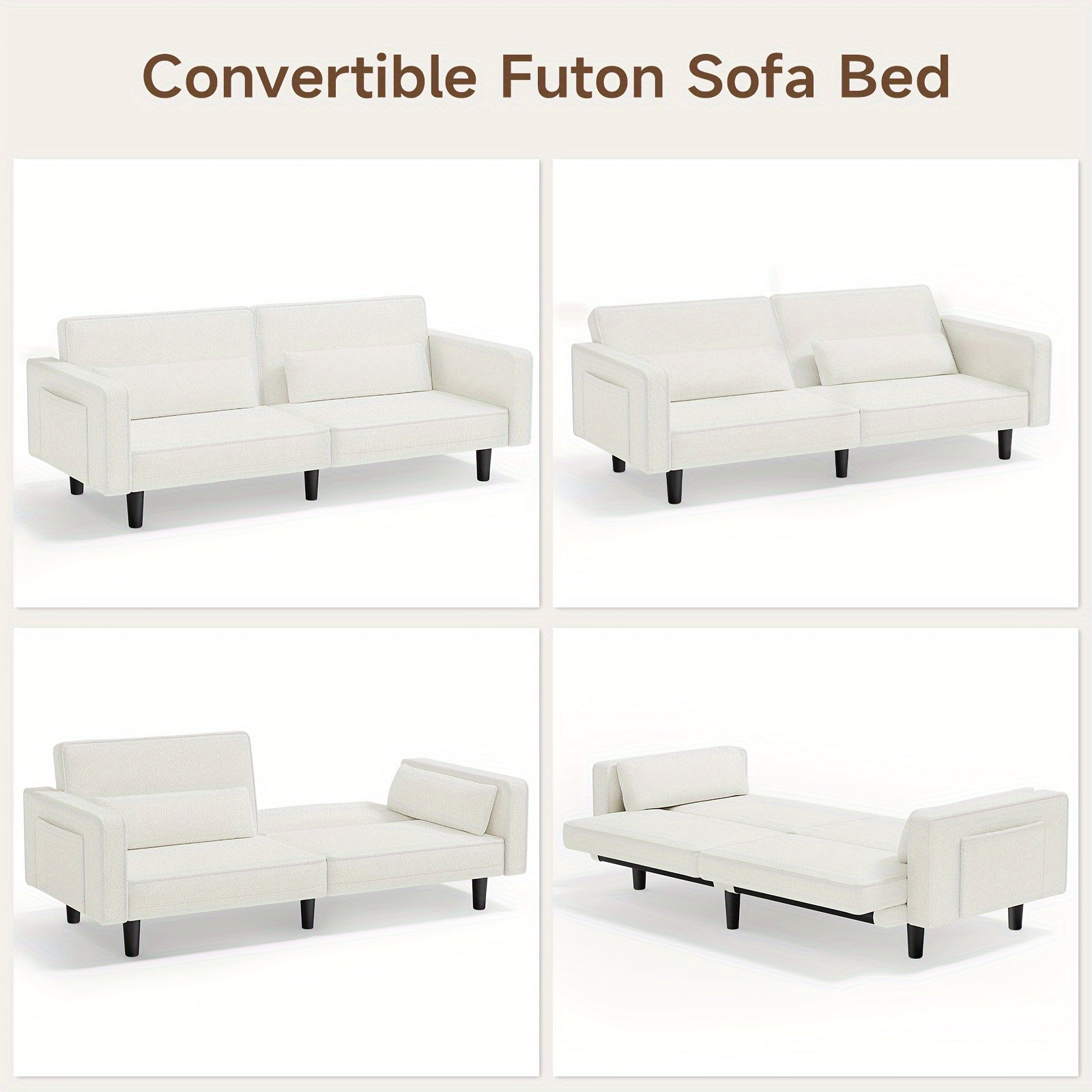 71" Futon Sofa Bed, Convertible Sleeper Sofa Bed Couch - Loft&Timber