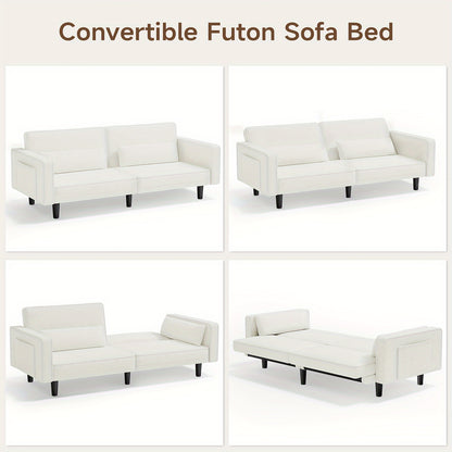 71" Futon Sofa Bed, Convertible Sleeper Sofa Bed Couch - Loft&Timber