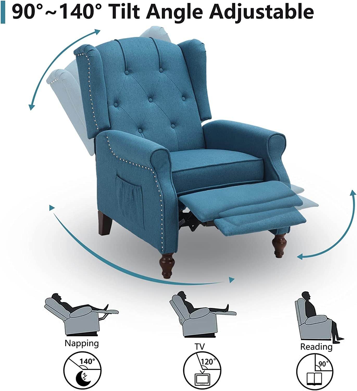 Wingback Recliner Chair with Massage and Heat (Vintage) - Loft&Timber