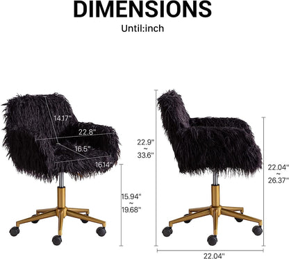 Soft Faux Fur Swivel Chair for Home Office-2