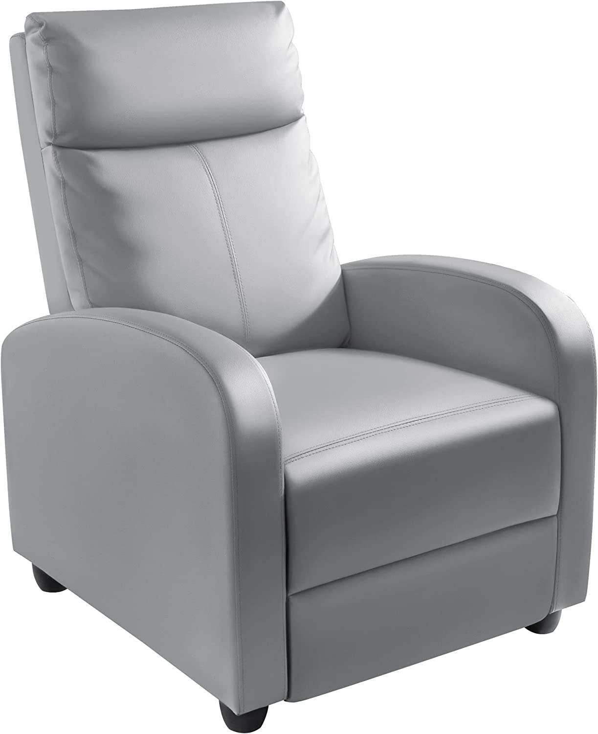 Padded Leather Recliner Club Chair (Gray) - Loft&Timber
