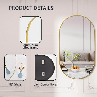 Oval Mirrors,Oval Bathroom Mirrors,20X28 Gold Mirror for Wall,Wall Mirror,Bathroom Mirrors for over Sink(Gold) - Loft&Timber