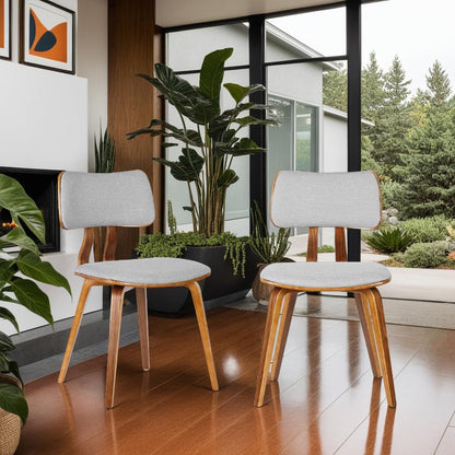 Jaguar Mid Century Modern Dining Chair Grey Fabric Walnut-1