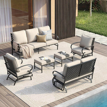 Five Piece Outdoor Patio Furniture Set with Cushions - Loft&Timber