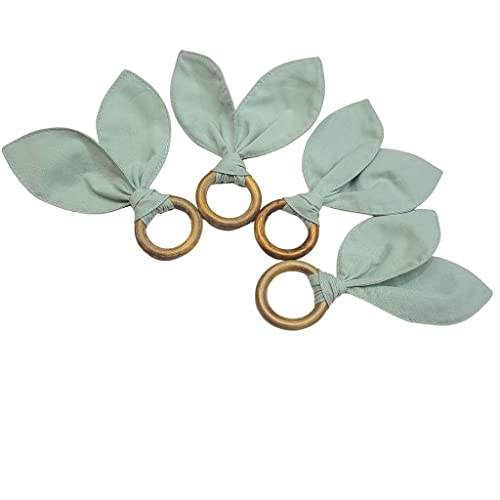 Maison Charlo | Set of 4 Water Green Bunny Ears Napkin Rings | Easter Decorations for Table - Loft&Timber