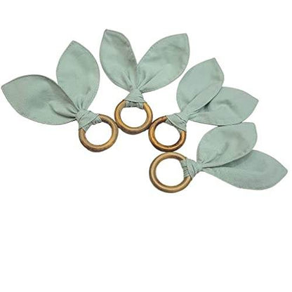 Maison Charlo | Set of 4 Water Green Bunny Ears Napkin Rings | Easter Decorations for Table - Loft&Timber