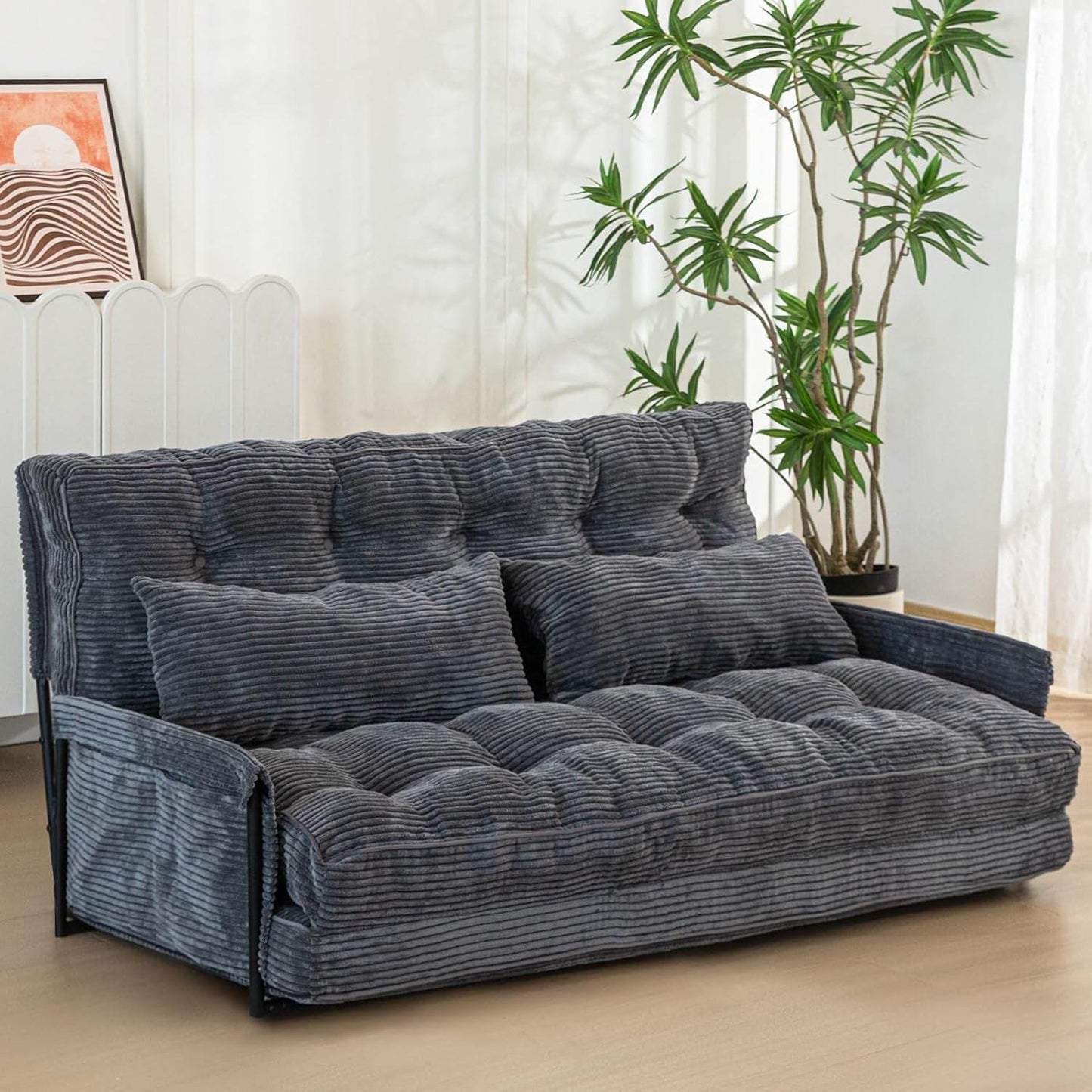 Dark Grey Double Adjustable 5-Position Floor Sofa - Loft&Timber