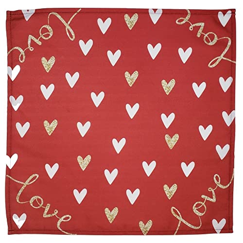 Charlo's Cloth Napkins Set of 4 Red Love Heart 16" by 16" - Red - Loft&Timber