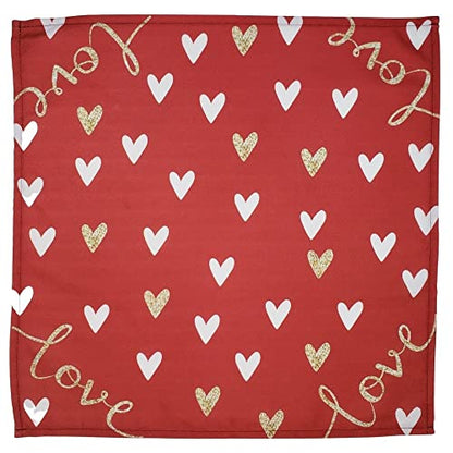 Charlo's Cloth Napkins Set of 4 Red Love Heart 16" by 16" - Red - Loft&Timber