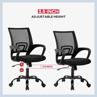 Ergonomic Mesh Computer Desk Chair with Lumbar Support (Black) - Loft&Timber