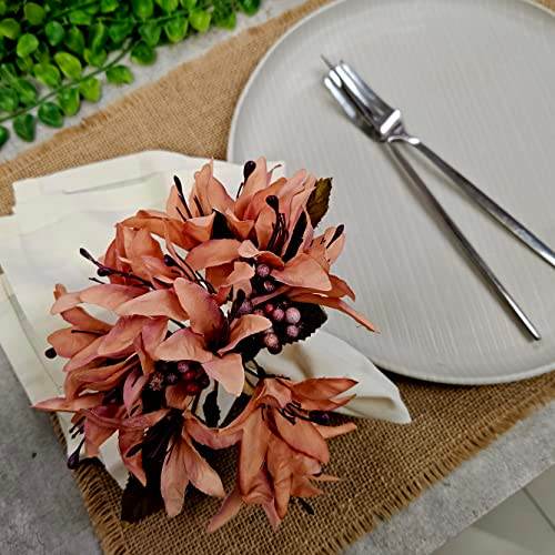 Maison Charlo Set of 4 Salmon Vintage Lilies Flower Celebration Napkin Rings - Loft&Timber