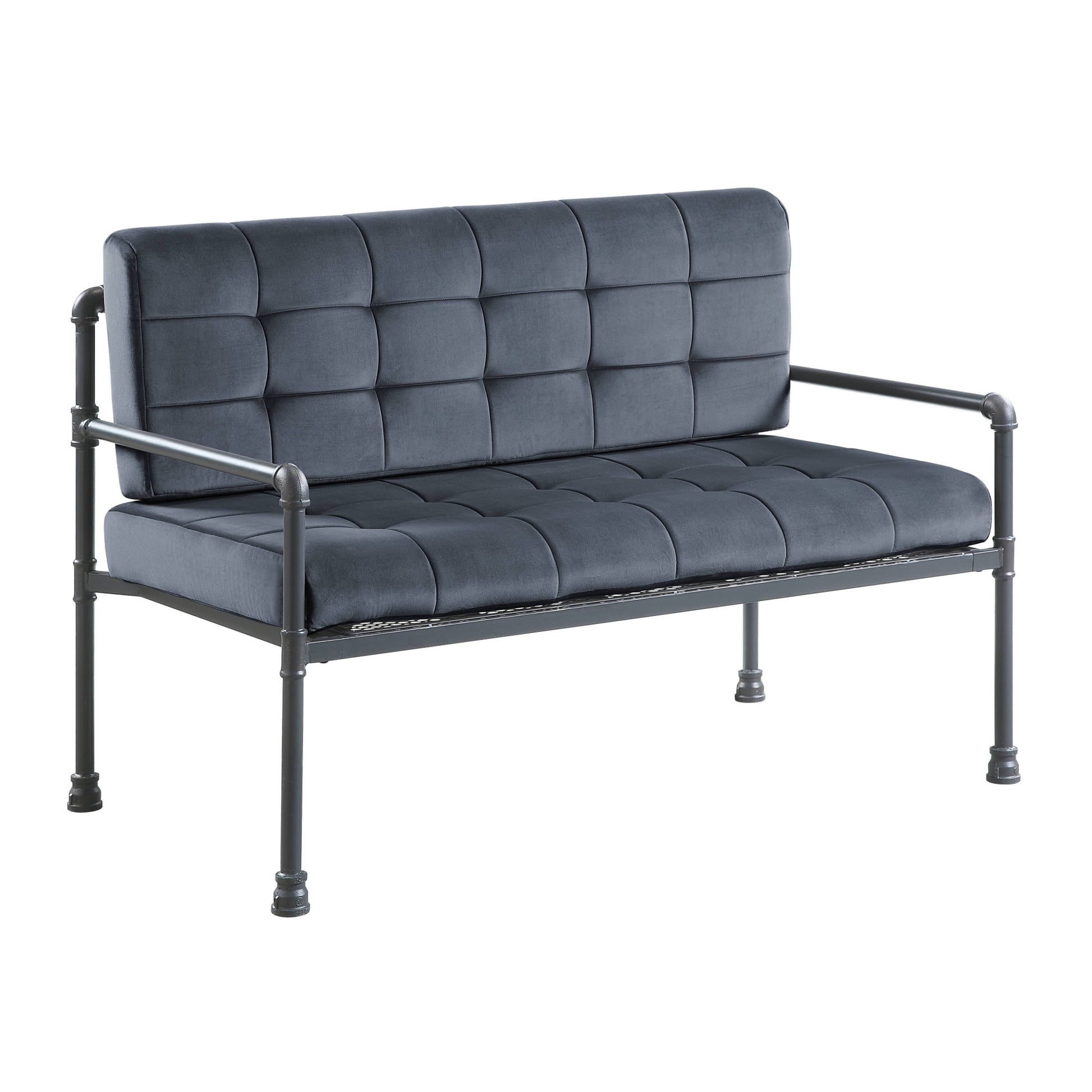 51" Gray Velvet Loveseat - Loft&Timber