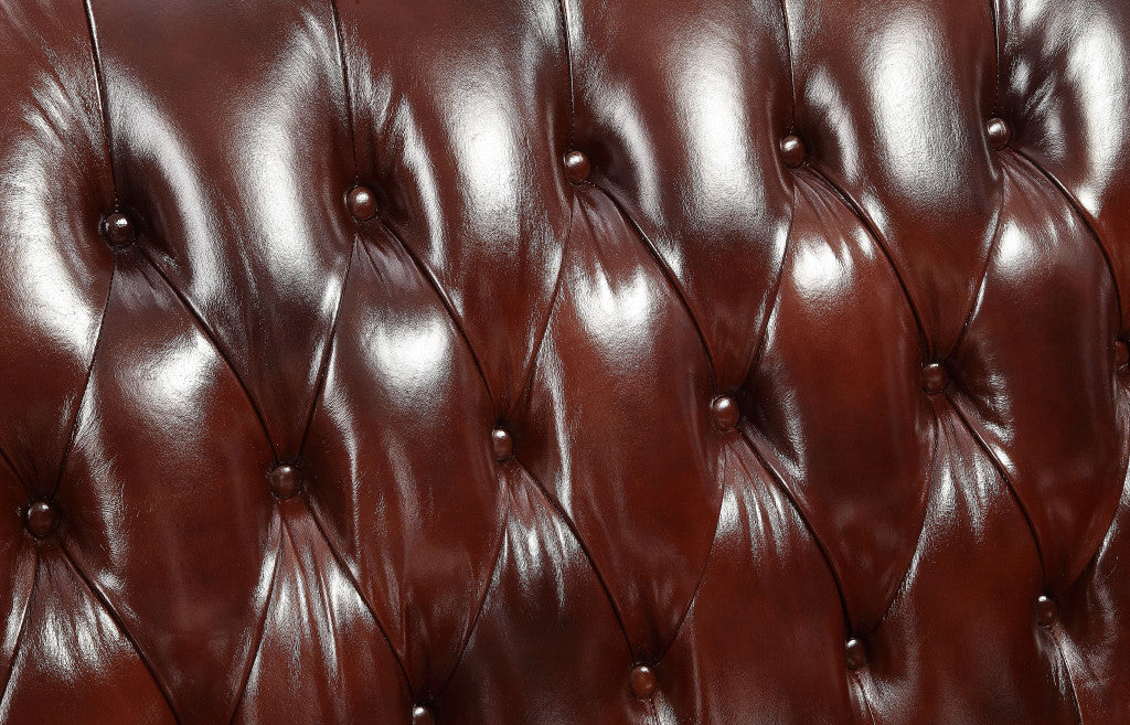 69" Brown And Walnut Top Grain Leather Curved Loveseat and Toss Pillows-8