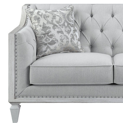 61" Light Gray And Off White Loveseat and Toss Pillows-2