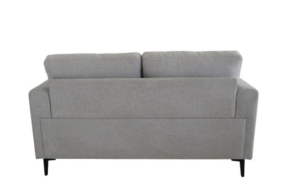 61" Light Gray And Black Linen Loveseat - Loft&Timber