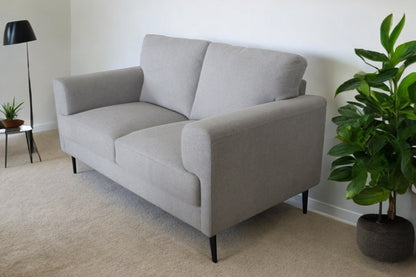 61" Light Gray And Black Linen Loveseat - Loft&Timber