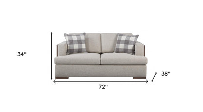 72" Beige And Brown Linen Loveseat - Loft&Timber