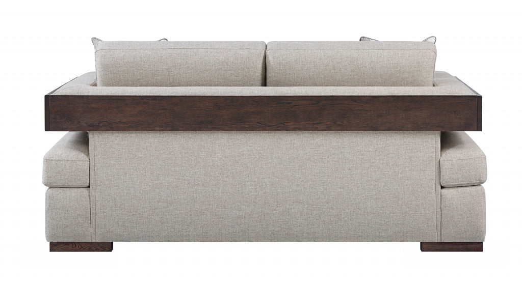 72" Beige And Brown Linen Loveseat - Loft&Timber
