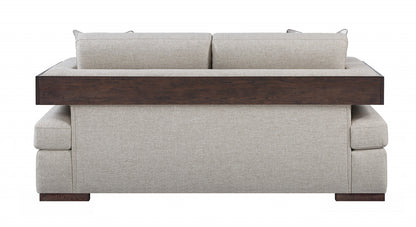 72" Beige And Brown Linen Loveseat - Loft&Timber