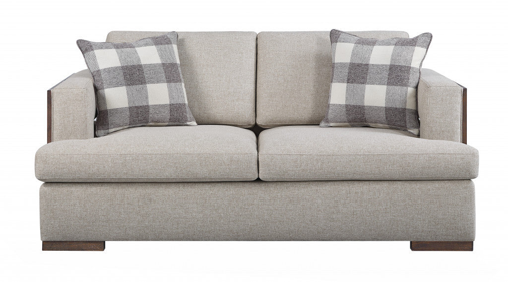 72" Beige And Brown Linen Loveseat - Loft&Timber