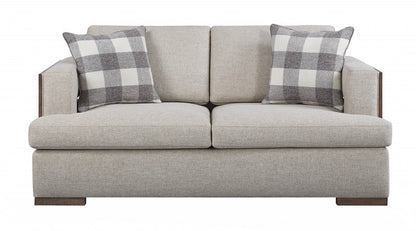 72" Beige And Brown Linen Loveseat - Loft&Timber