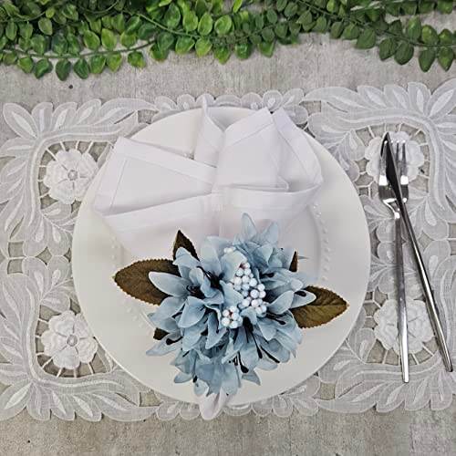 Maison Charlo Set of 4 Ice Blue Lilies Flower Celebration Napkin Rings - Loft&Timber