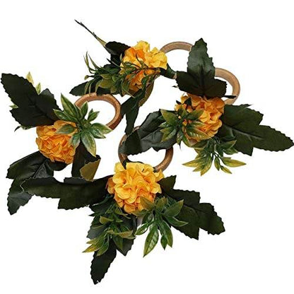 Charlo's Set of 4 Sunshine Yellow Chrysanthemum Charm Napkin Rings for dining table decor - Loft&Timber