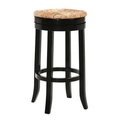 30" Natural And Black Solid Wood Swivel Backless Bar Height Bar Chair - Loft&Timber