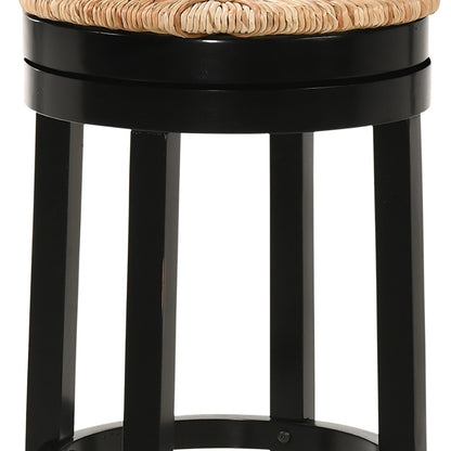 30" Natural And Black Solid Wood Swivel Backless Bar Height Bar Chair - Loft&Timber