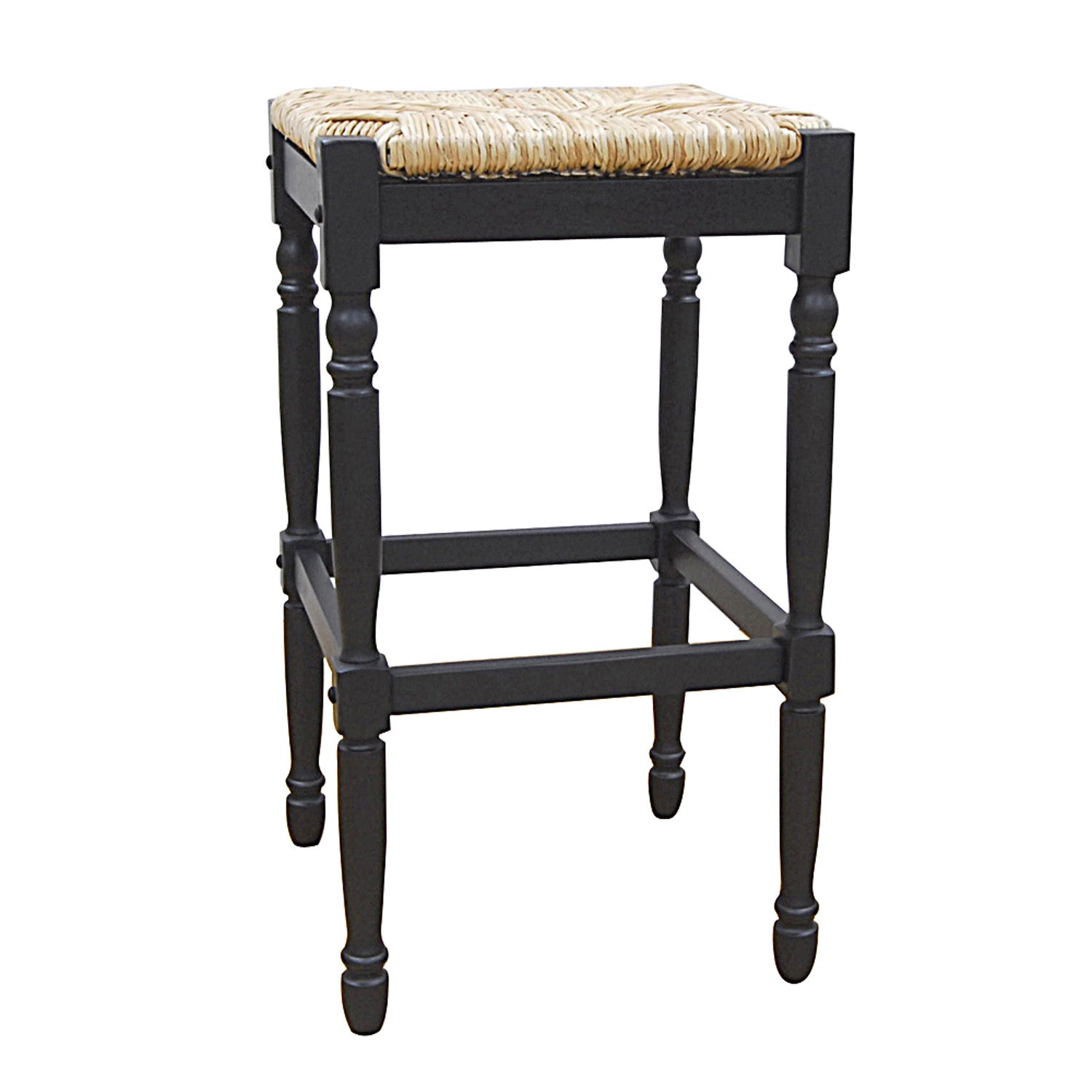 29" Natural And Black Solid Wood Backless Bar Height Bar Chair - Loft&Timber