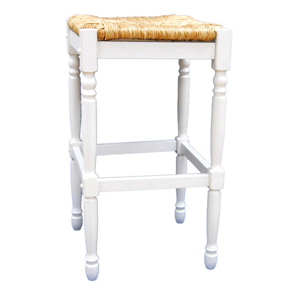 29" Natural And Antiqued White Solid Wood Backless Bar Height Bar Chair - Loft&Timber