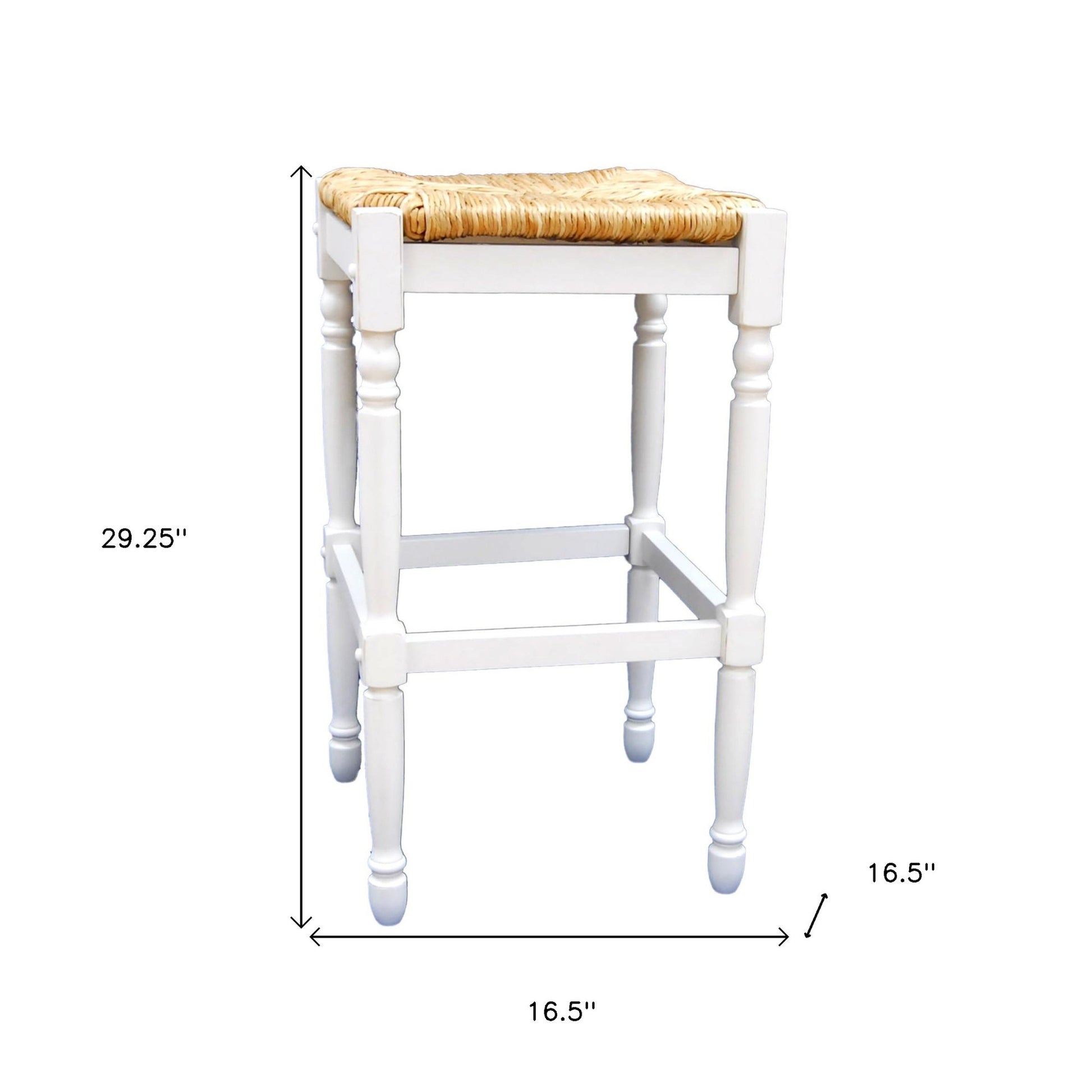 29" Natural And Antiqued White Solid Wood Backless Bar Height Bar Chair - Loft&Timber