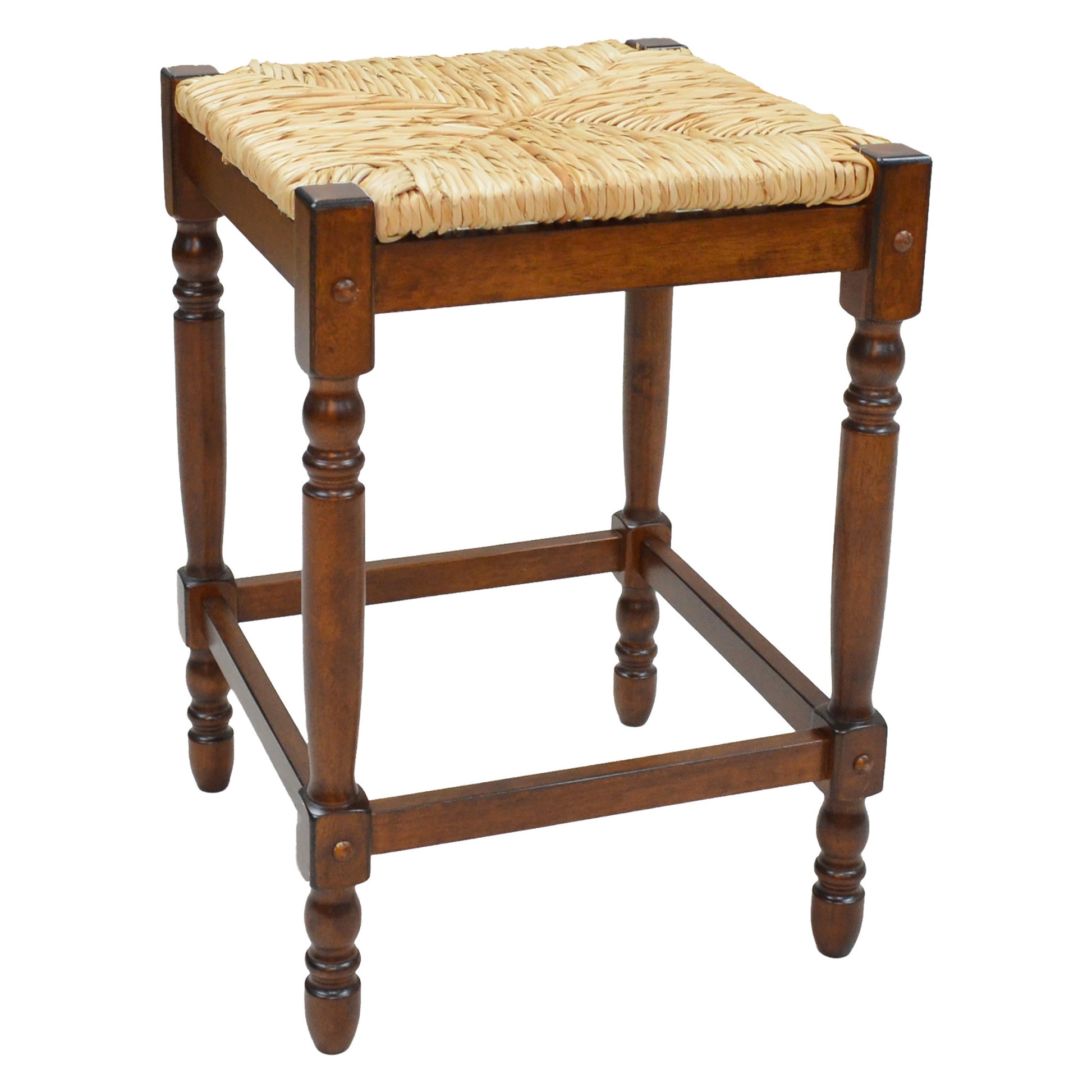 29" Natural And Chestnut Solid Wood Backless Bar Height Bar Chair - Loft&Timber