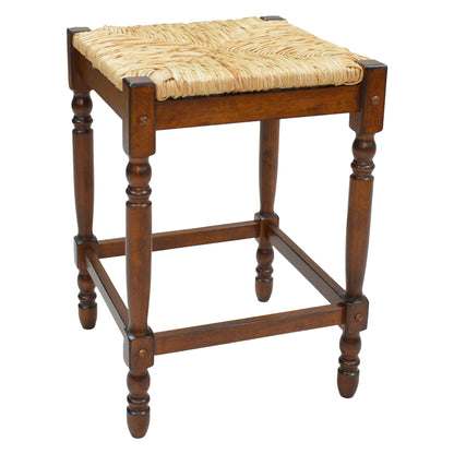 29" Natural And Chestnut Solid Wood Backless Bar Height Bar Chair - Loft&Timber