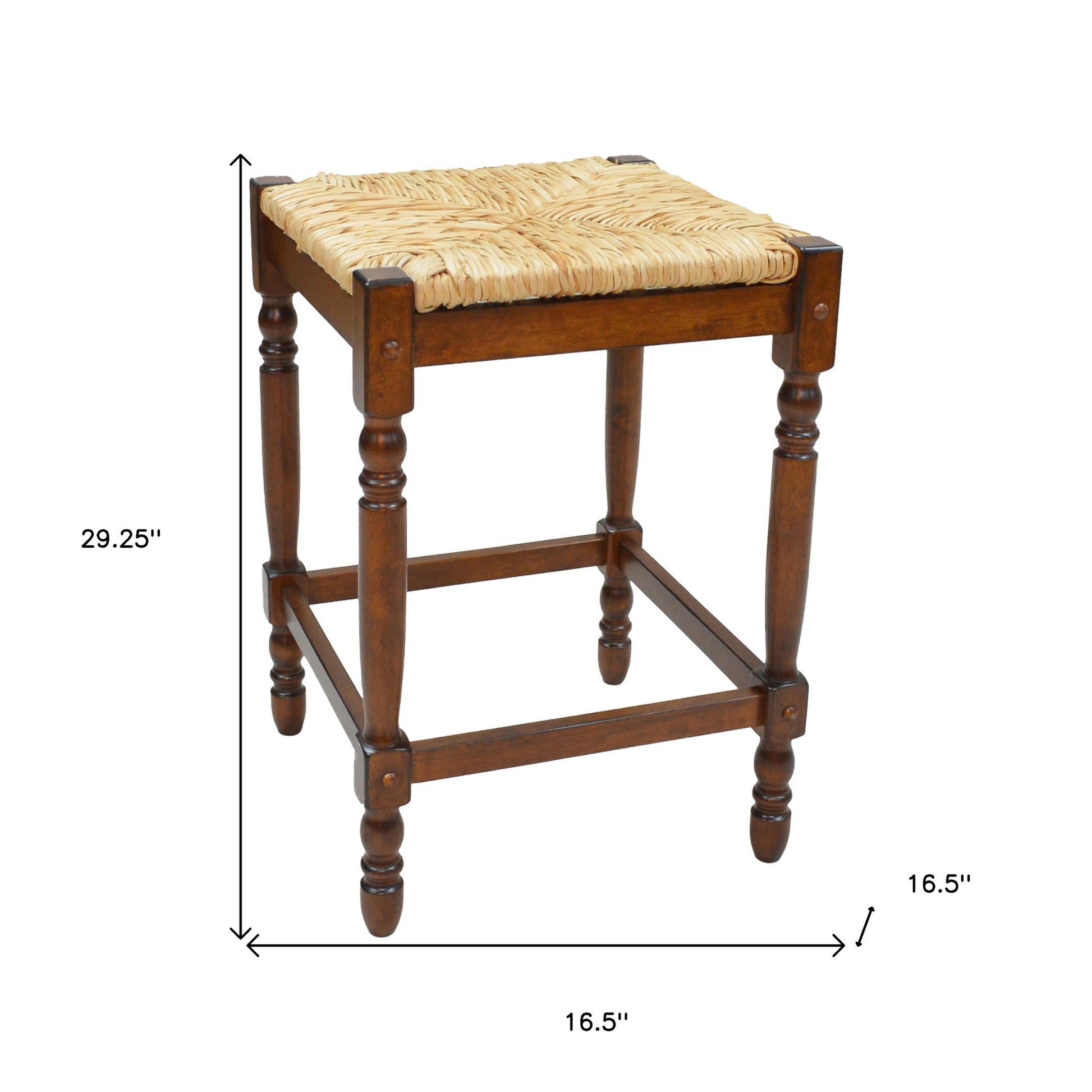 29" Natural And Chestnut Solid Wood Backless Bar Height Bar Chair - Loft&Timber