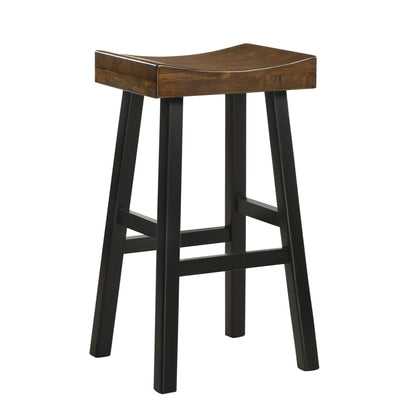 30" Brown and Black Solid Wood Backless Bar Height Bar Chair - Loft&Timber