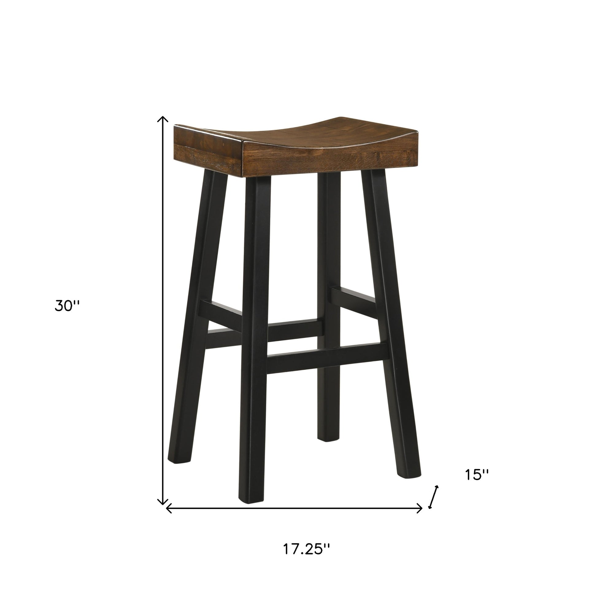 30" Brown and Black Solid Wood Backless Bar Height Bar Chair - Loft&Timber