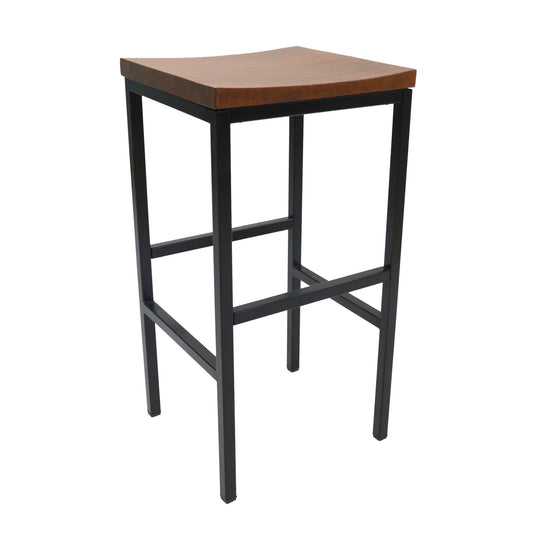 30" Chestnut And Black Steel Swivel Backless Bar Height Bar Chair - Loft&Timber
