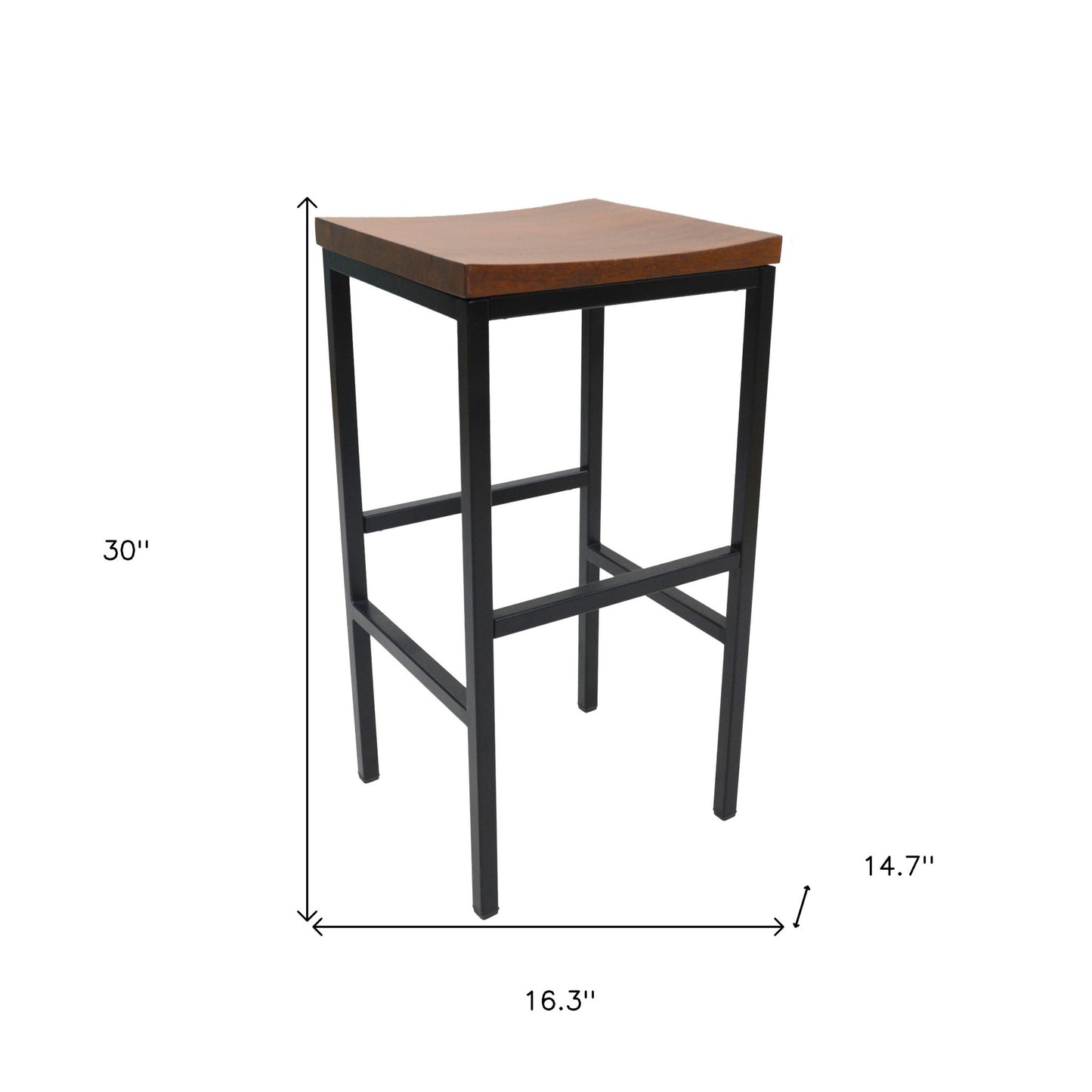 30" Chestnut And Black Steel Swivel Backless Bar Height Bar Chair - Loft&Timber