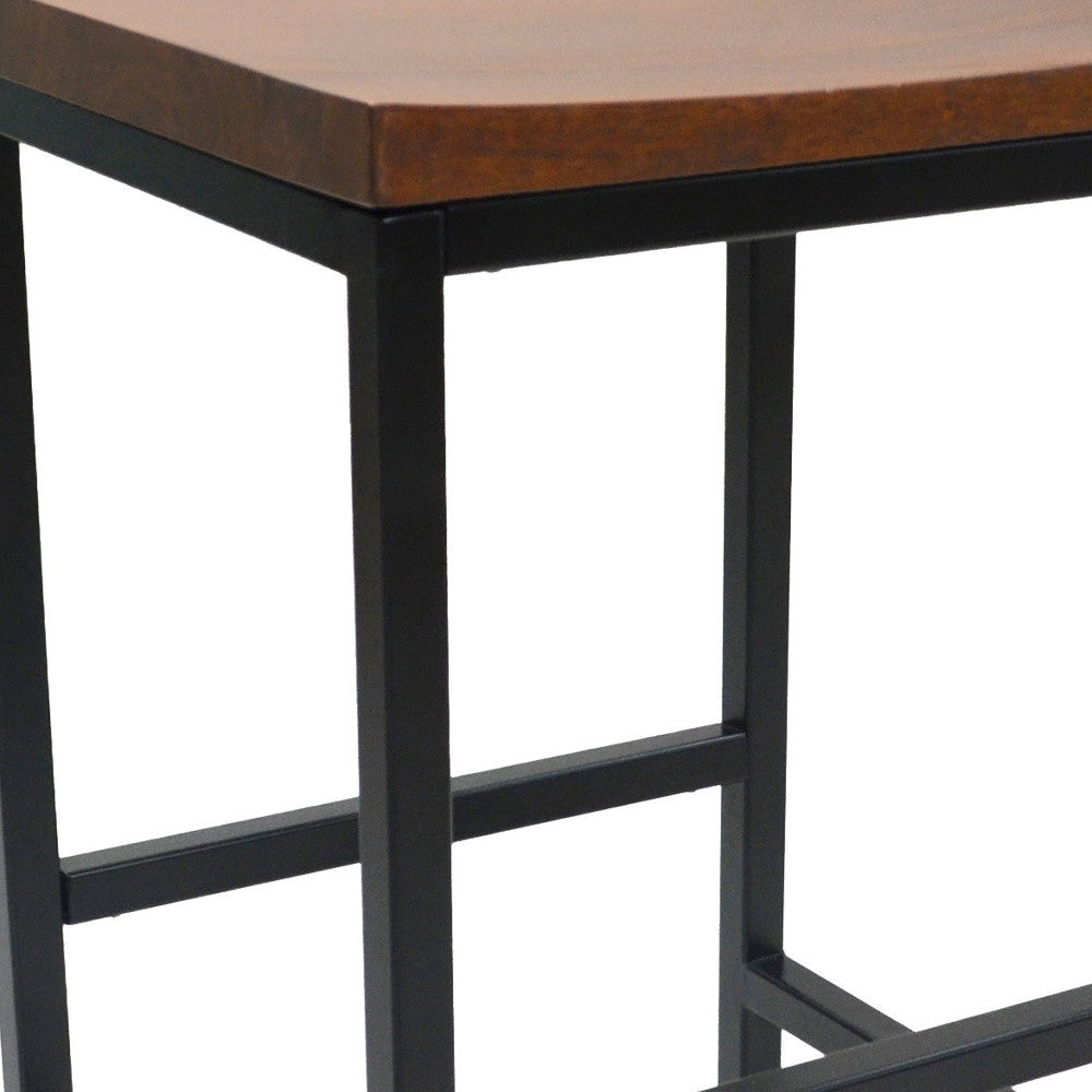 30" Chestnut And Black Steel Swivel Backless Bar Height Bar Chair - Loft&Timber
