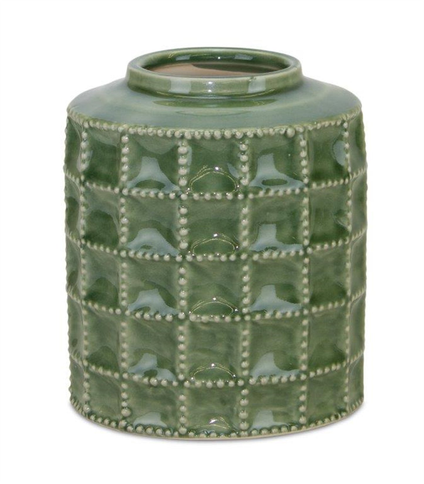 7" Green Terracotta Geometric Cylinder Table Vase - Loft&Timber