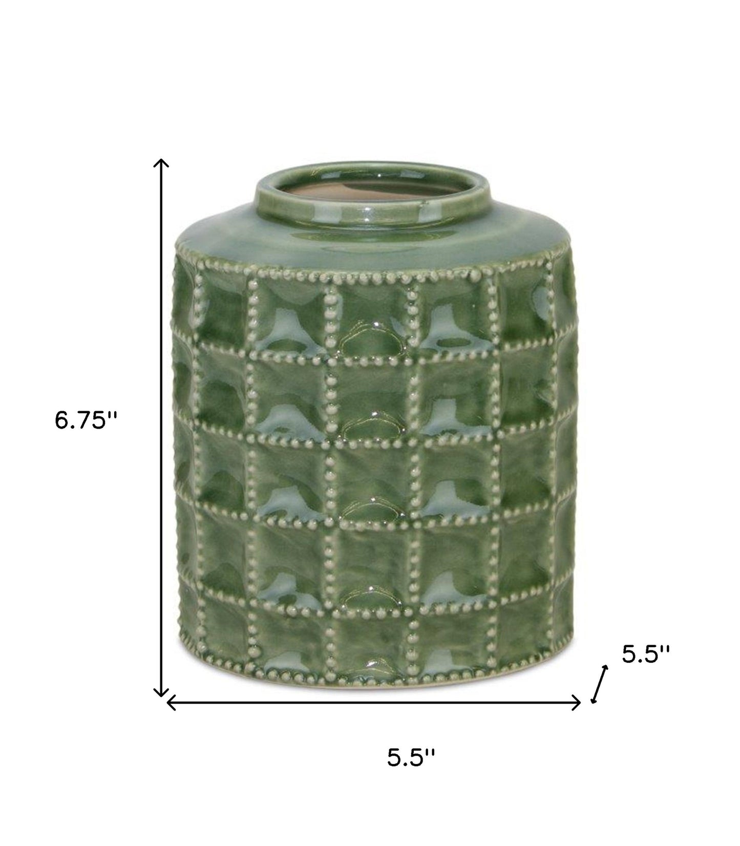 7" Green Terracotta Geometric Cylinder Table Vase - Loft&Timber