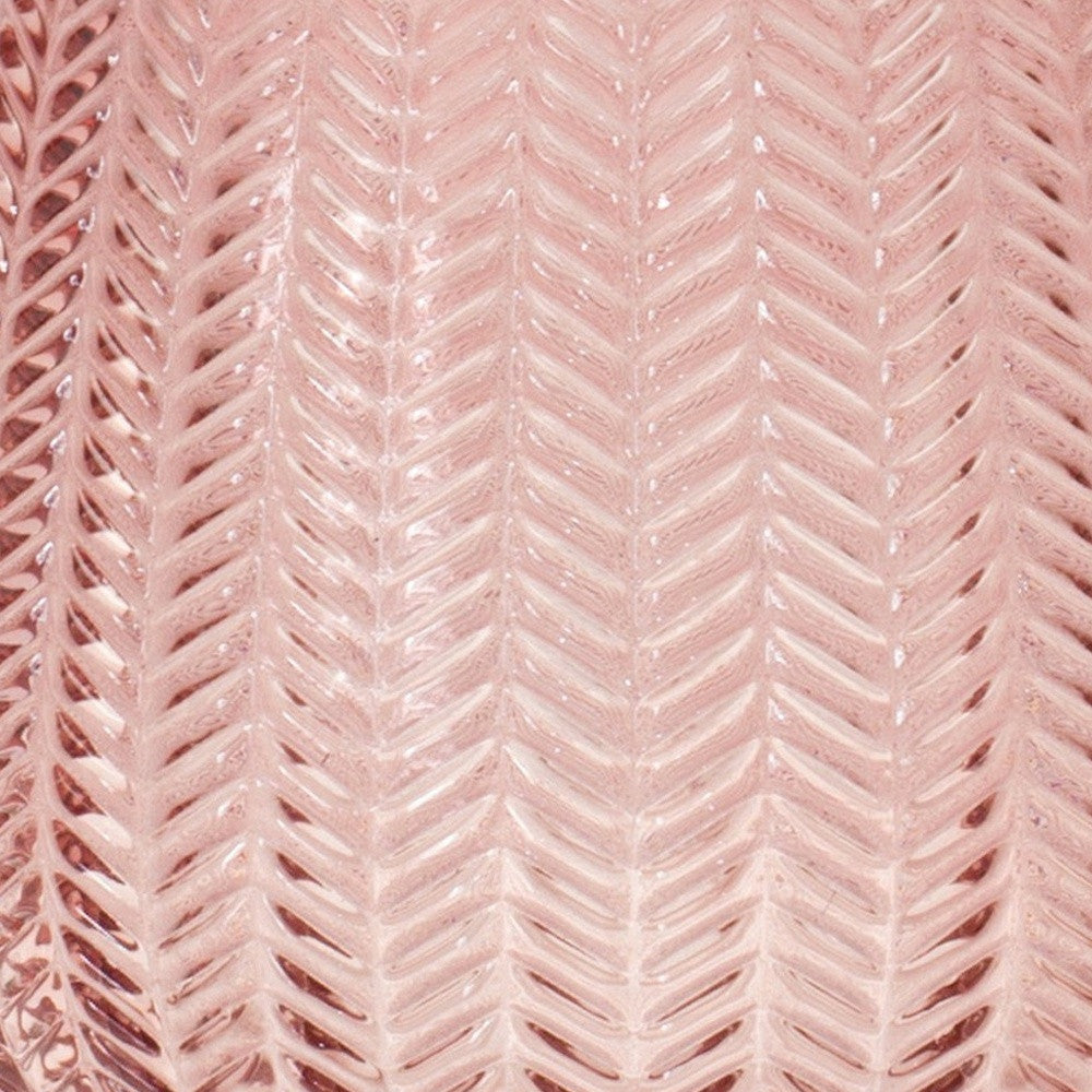 8" Pink Glass Textured Leaf Pattern Round Table Vase - Loft&Timber